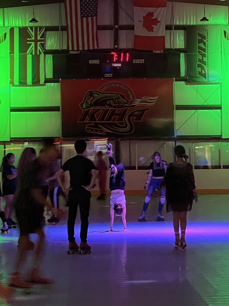Skater doing a handstand